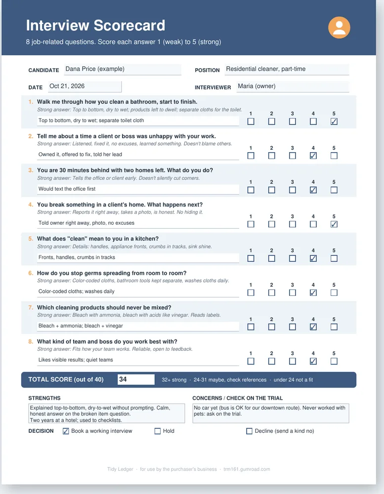 Pages from the Cleaning Business Hiring &amp; Training Kit